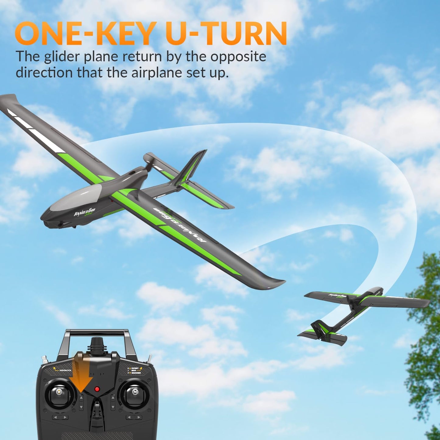 RCSHOBBY RC Plane Ranger600 Stunt 4 Channel Glider Remote Control Airplane Ready to Fly 2.4Ghz RC Airplane with Xpilot Stabilization System & One Key Aerobatic for Beginners,Adults