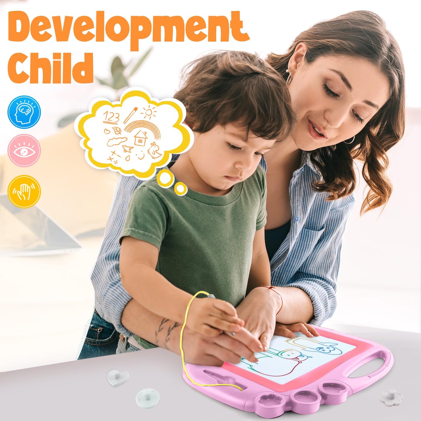 Daisiki Magnetic Drawing Board, Toddler Toys for Age 1 2 3 Boys Girls, Toddler Drawing Board, Birthday Easter Christmas Halloween Kids Toy Gifts for Boys and Girls