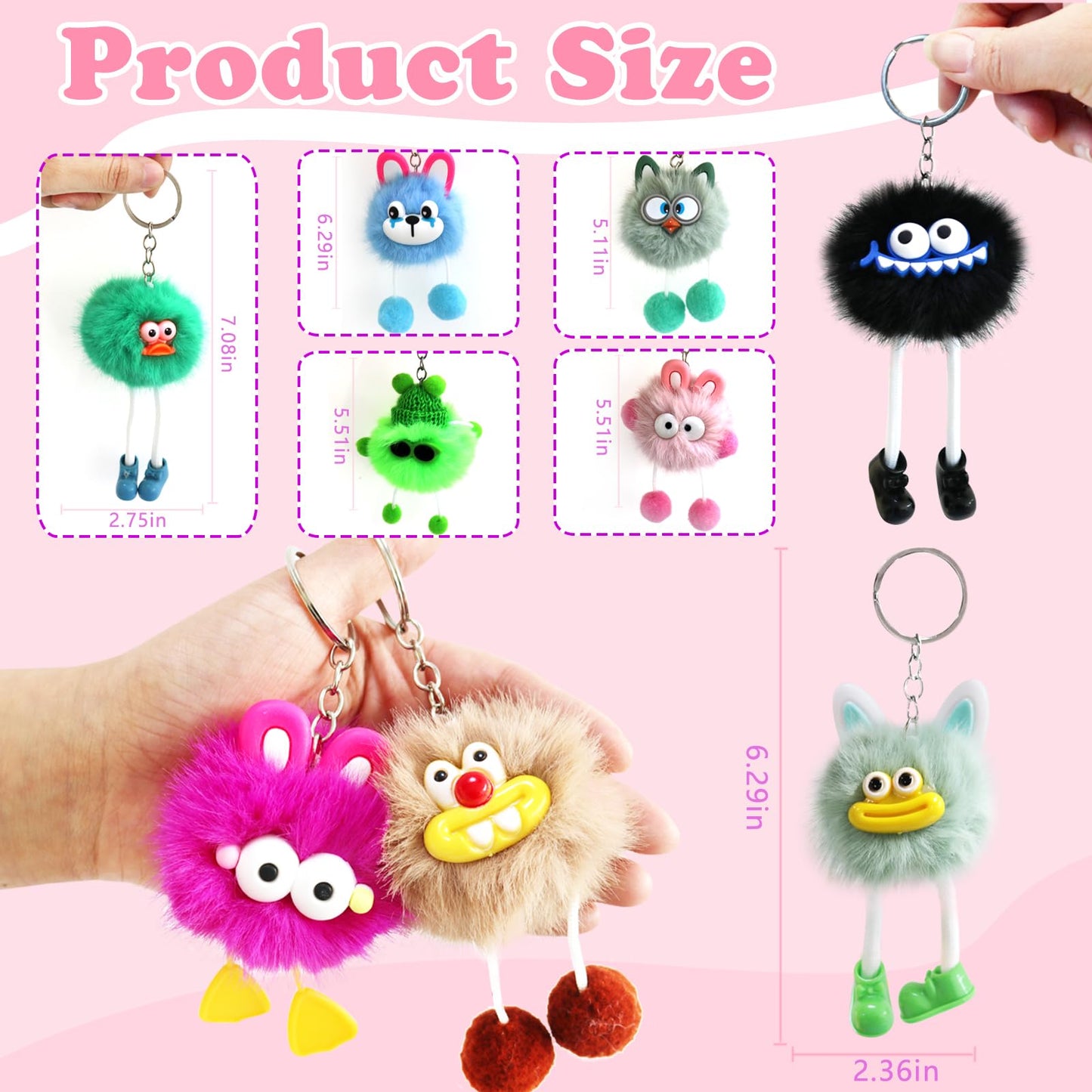 YALARY 30 Pcs Cute Plush Keychains - Keychains Easter Egg Gifts Kawaii Keychain Bulk for Birthday Goodie Bags Toys Classroom Prizes Party Favors
