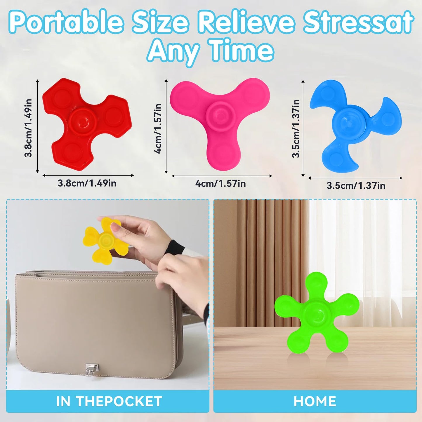 60 Pcs Mini Fidget Spinner Toys , Fidget Toys Bulk for Kids, Sensory Hand Fidget Pack Bulk | Anxiety Toys Stress Relief Reducer, Assorted Styles, Classroom Prizes for Kids