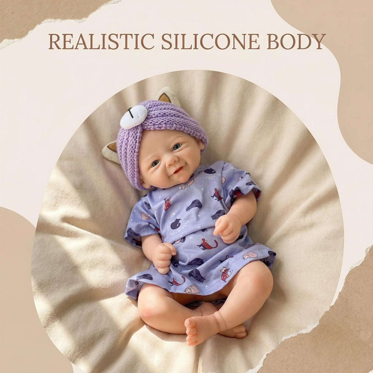 Abenduot 18Inch 6.2lbs Vivienne Can Open Mouth Full Body Solid Silicone Baby Dolls Look Like Real Babies Anatomically Correct Reborn Girl Dolls