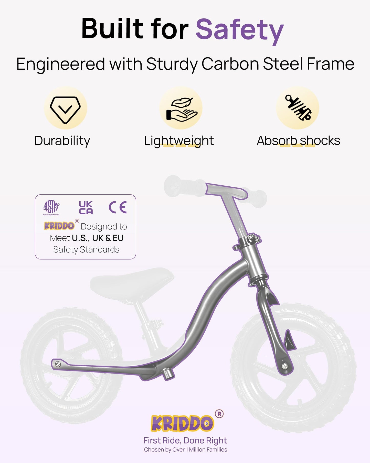 KRIDDO Toddler Balance Bike 2 Year Old, Age 24 Months to 5 Years Old, Early Learning Interactive Push Bicycle with Steady Balancing, Gift Bike for 2-5 Boys Girls, Pink
