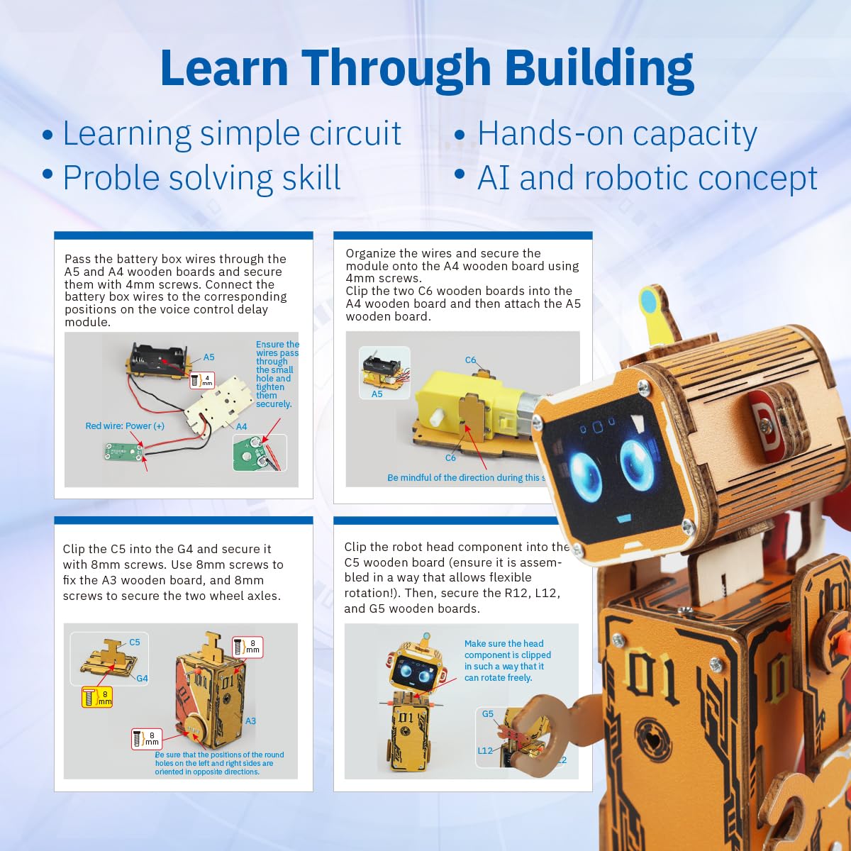 Giggleway STEM Robotics Kit for Kids 8-12, DIY Voice-Control Interactive Robot Building Science Kit for Kids Age 8-12, for Science & Tech Enthusiasts