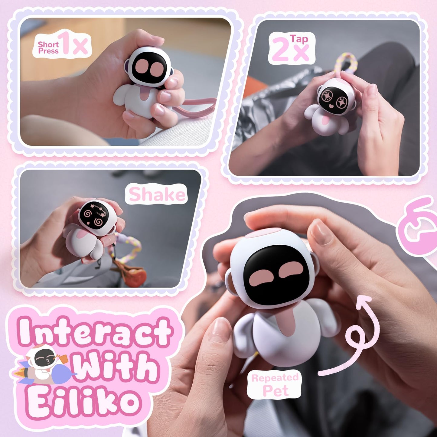 ENERGIZE LAB Eiliko Lover Set + Mystery Swappable Themed Bodies - Portable Robot with AI, Fun Electronic Pendant Toys, Gifts for Couples and Best Friends.
