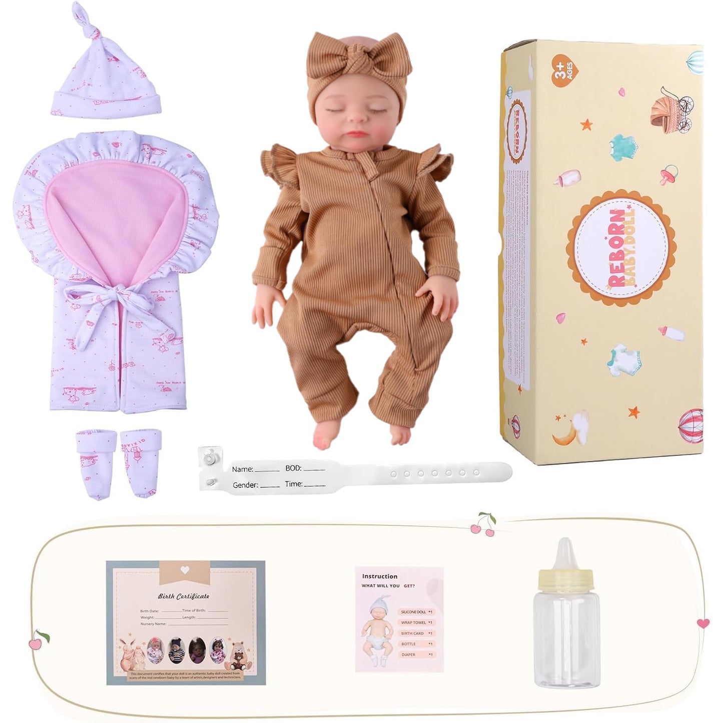 BABESIDE 12 Inch Silicone Baby Doll Weighted 3 Pounds, Full Body Silicone Reborn Baby Dolls Realistic-Newborn Handmade Real Life Baby Doll with Accessories Gift for Kids 3+ & Collectors