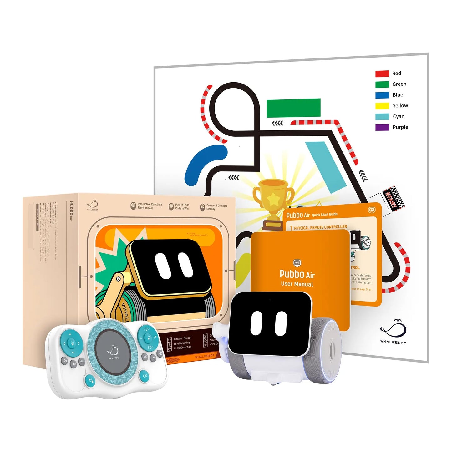 WhalesBot Pubbo Air Smart Interactive Robot for Kids, Voice/Touch/APP/Remote Control, Modular/Scratch Coding, Companion Robotic with Sensors, STEM Educational Toy for Boys Girls 4 5 6 7 8 9 10