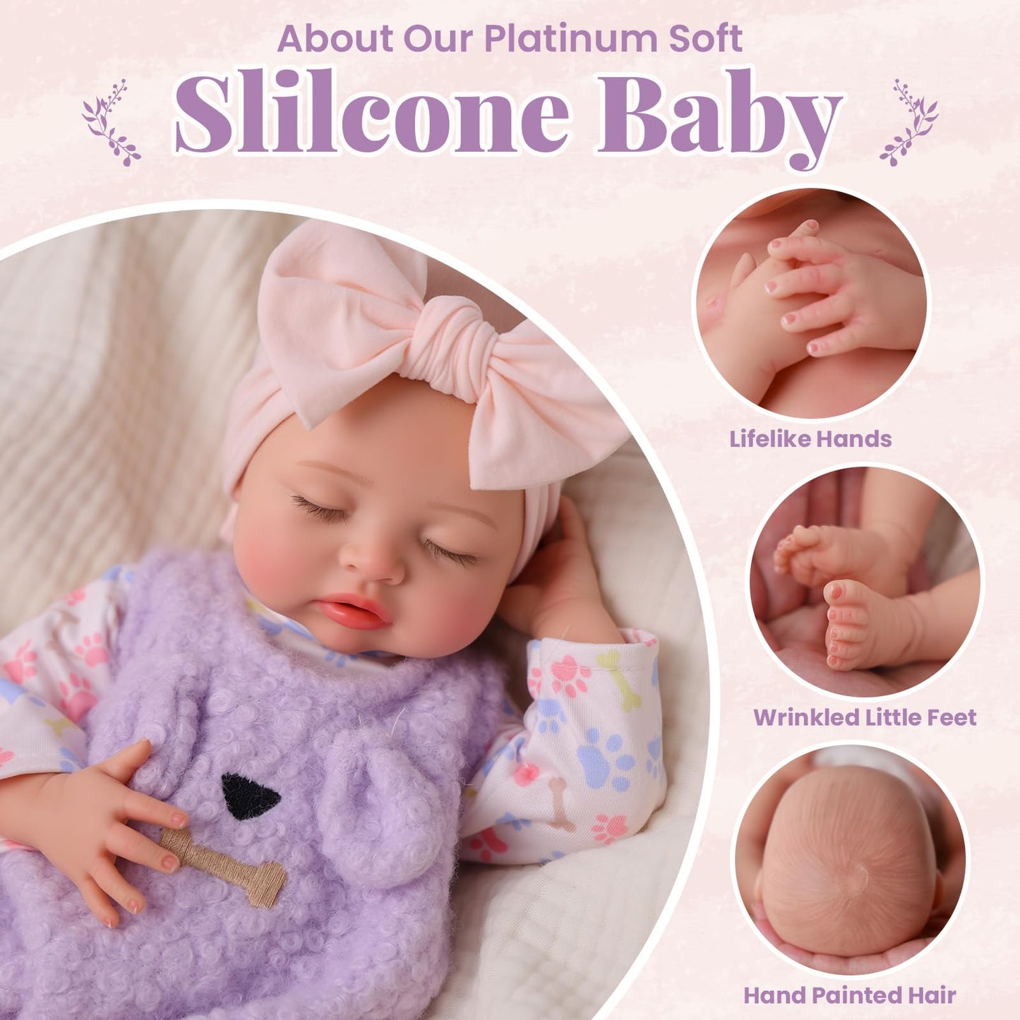 BABESIDE Silicone Baby Doll - 16 Inch (Weight 4Lb) Reborn Baby Dolls Silicone Full Body Platinum Silicone Weighted Realistic Sleeping Newborn Lifelike Preemie Doll Gift for Collectors & Kids Age 3+
