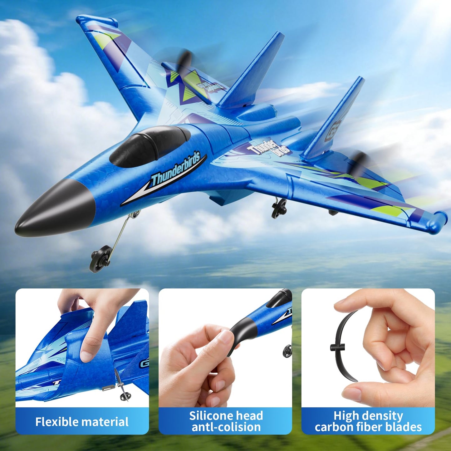 Foam RC Plane for Kids Adults Beginner, Remote Control Airplane RC Jet Helicopter Plane for Kids Adults, 2.4GHz Remote Control Fighter Toys with Gyro Stabilizer Easy to Fly Outdoor Toy for Kids Boys
