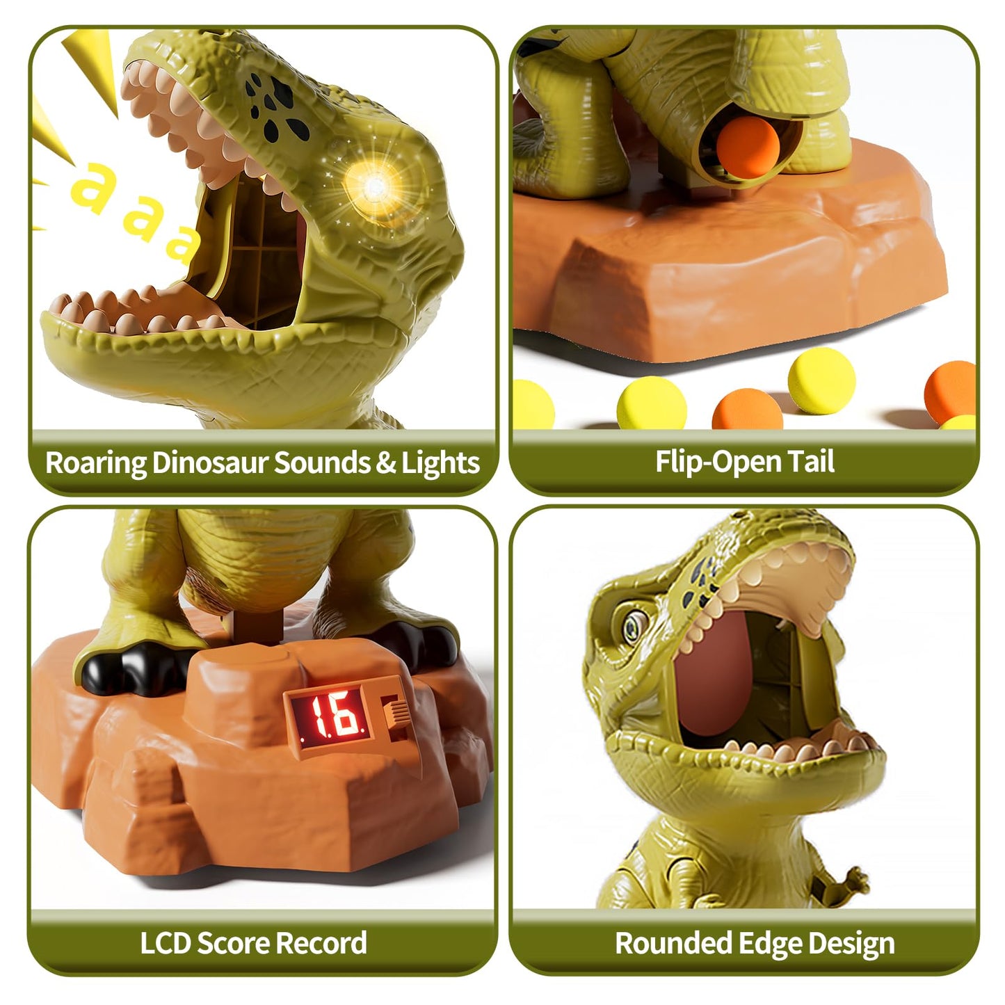 Siwuoke Dinosaur Shooting Game with Auto-Moving Target, 2 Air Blasters & 50 Foam Balls, Interactive Toy for Kids, Gift for Boys & Girls Ages 3 4 5 6 7 8 Years Old