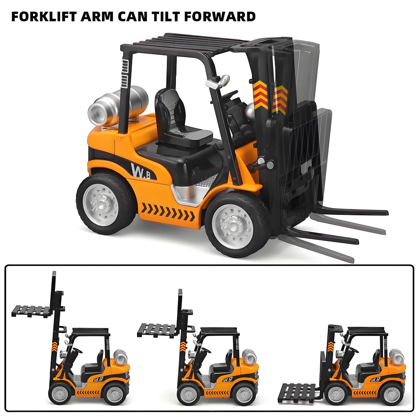 NOVAFUSION Forklift Toys for Kids Construction Truck Forklift,Metal DieCast Forklift Toy,Pull Back Fork Lift Toy with Lights and Sounds,Toy Forklift with Liftable Design,Forklift for Kids Age 3 and Up