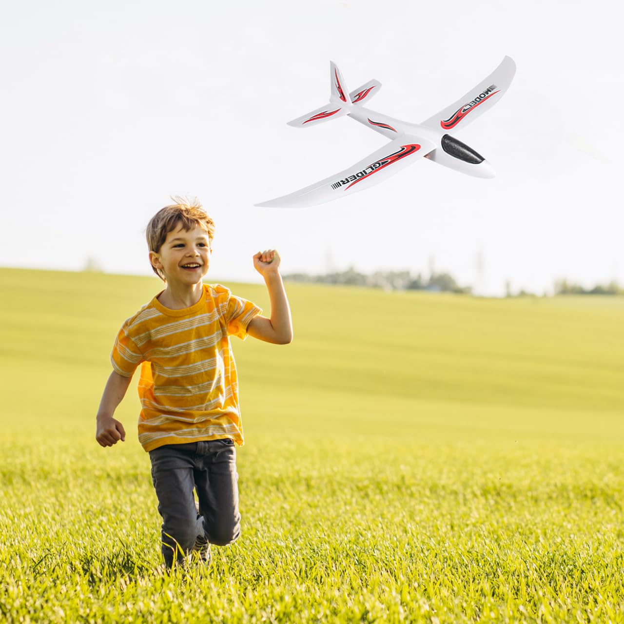Toyvian Foam Airplanes: 39 Inch Large Foam Airplanes for Kids, Throwing Glider Plane, 2 Flight Mode Glider Toy for Kids Boys Girls Birthday Party Favors Outdoor Games