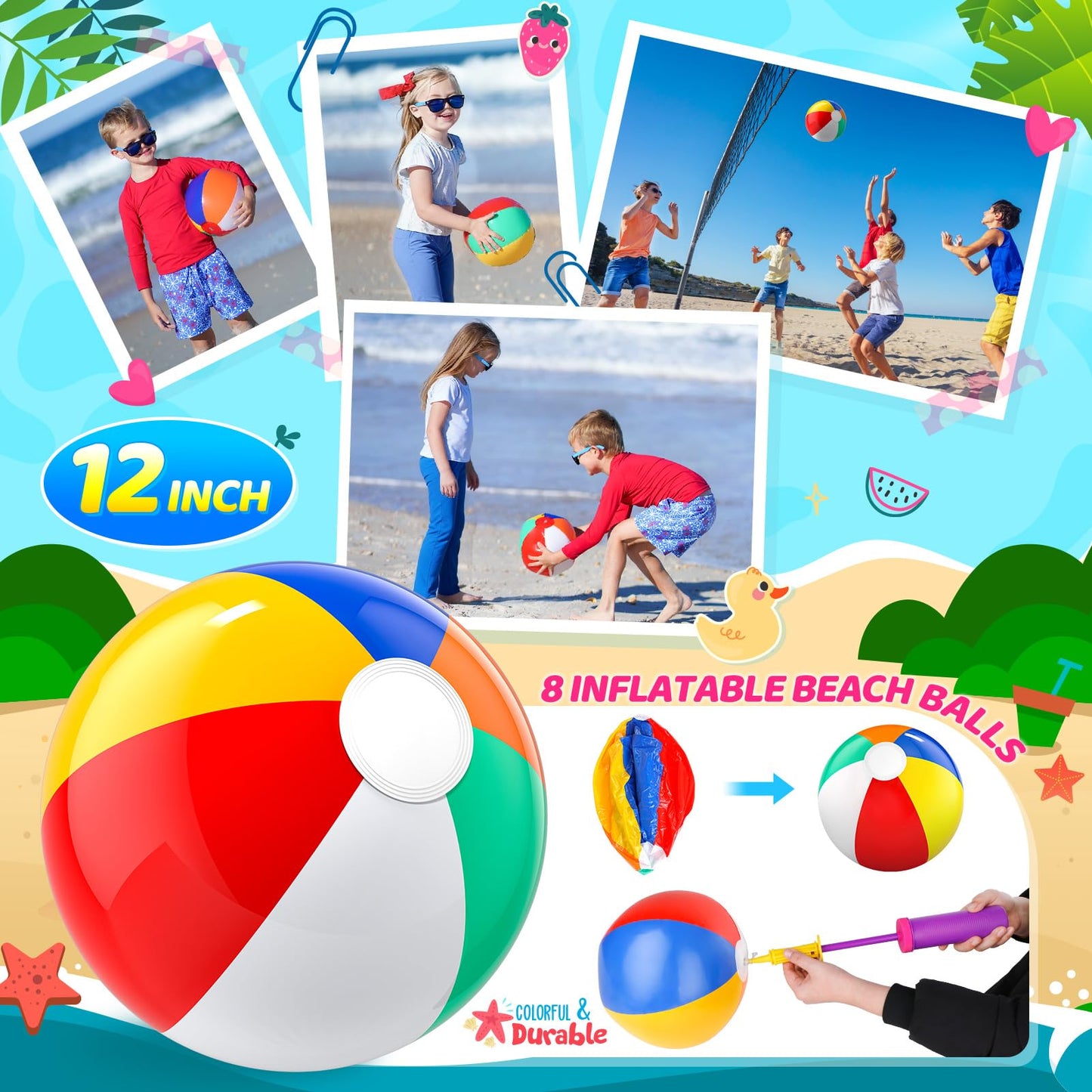 Pool Party Favors Beach Party Favors - 48 PCS Pool Toys For Kids Ages 3-8 Beach Balls Bulk, Sand Bucket and Shovels Set, Kids Sunglasses Bulk, Beach Summer Toys, Pool Party Supplies,Sand Toys