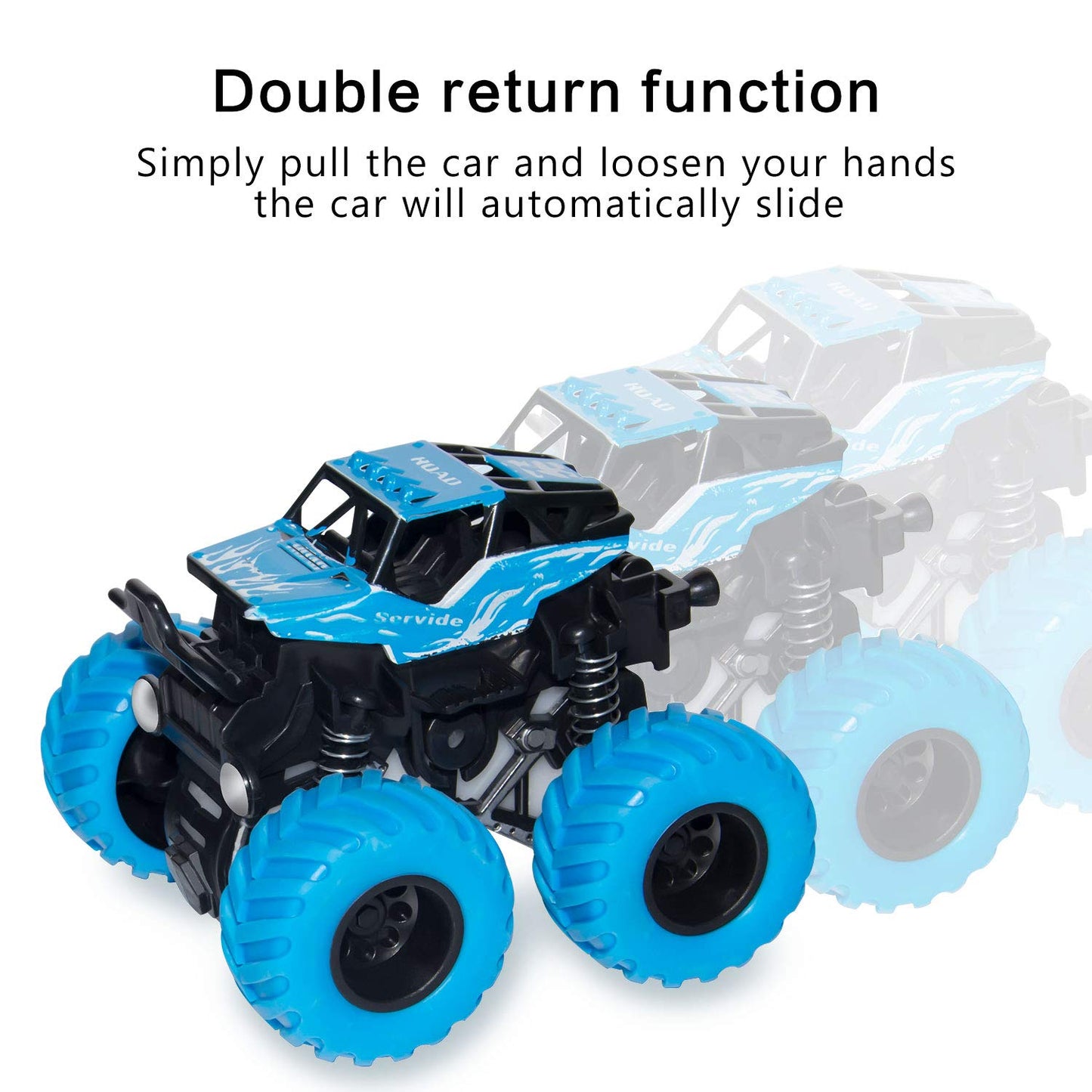 LONANDY Monster Truck Toys for Boys Age 4-7 - Friction Powered Car Toys for Kids Toddlers 3 4 5 6 Years, Push and Go Toy Cars Best Christmas Birthday Party Gift for Boys Girls 4 Pack