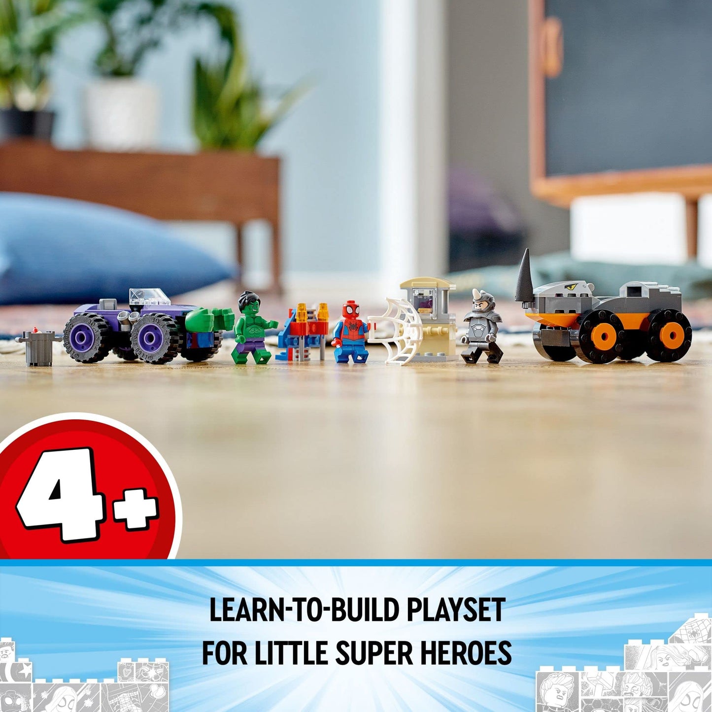 LEGO Marvel Hulk vs. Rhino Monster Truck Showdown, Toy for Kids, Boys & Girls Ages 4 and Up with Spider-Man Minifigure, Inspired by The Spidey and His Amazing Friends Series, 10782