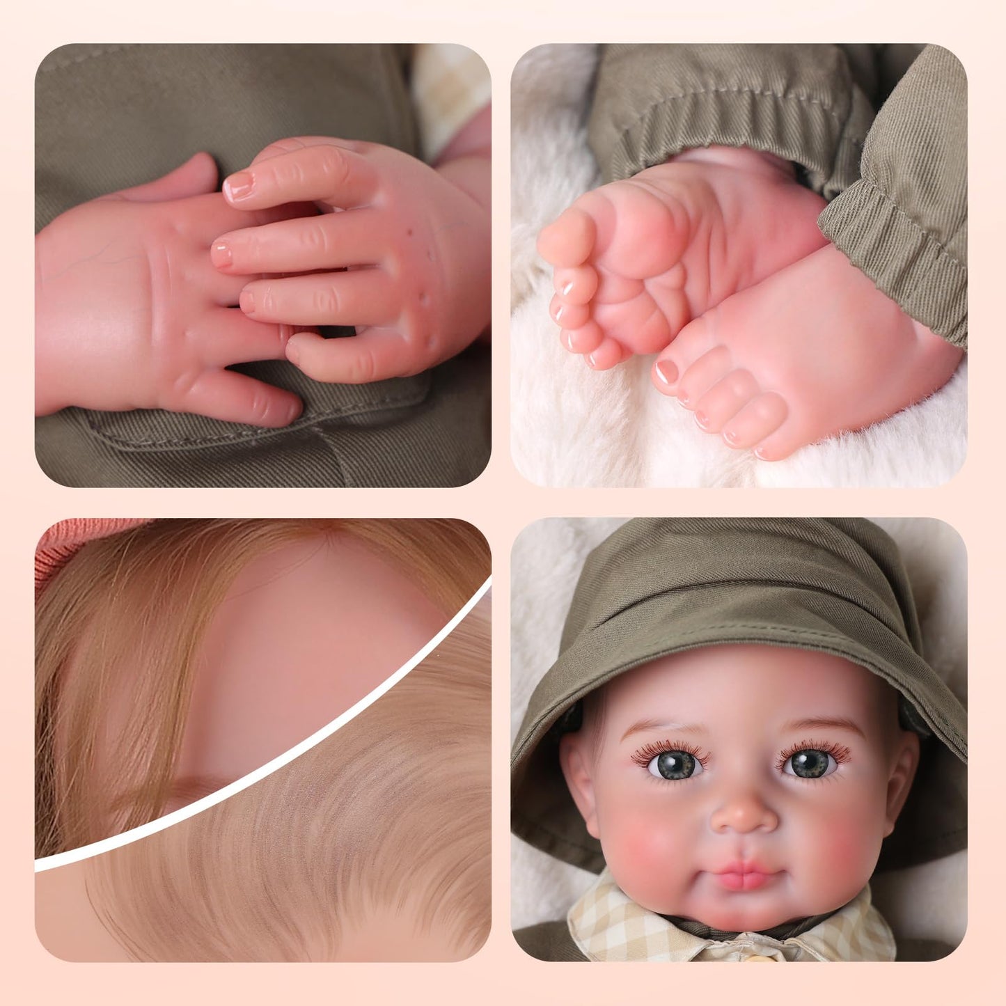 BABESIDE Lifelike Reborn Baby Dolls Boy - 20 Inch Soft Body Realistic-Newborn Handmade Real Life Baby Dolls with Clothes and Toy Gift for Kids Age 3+