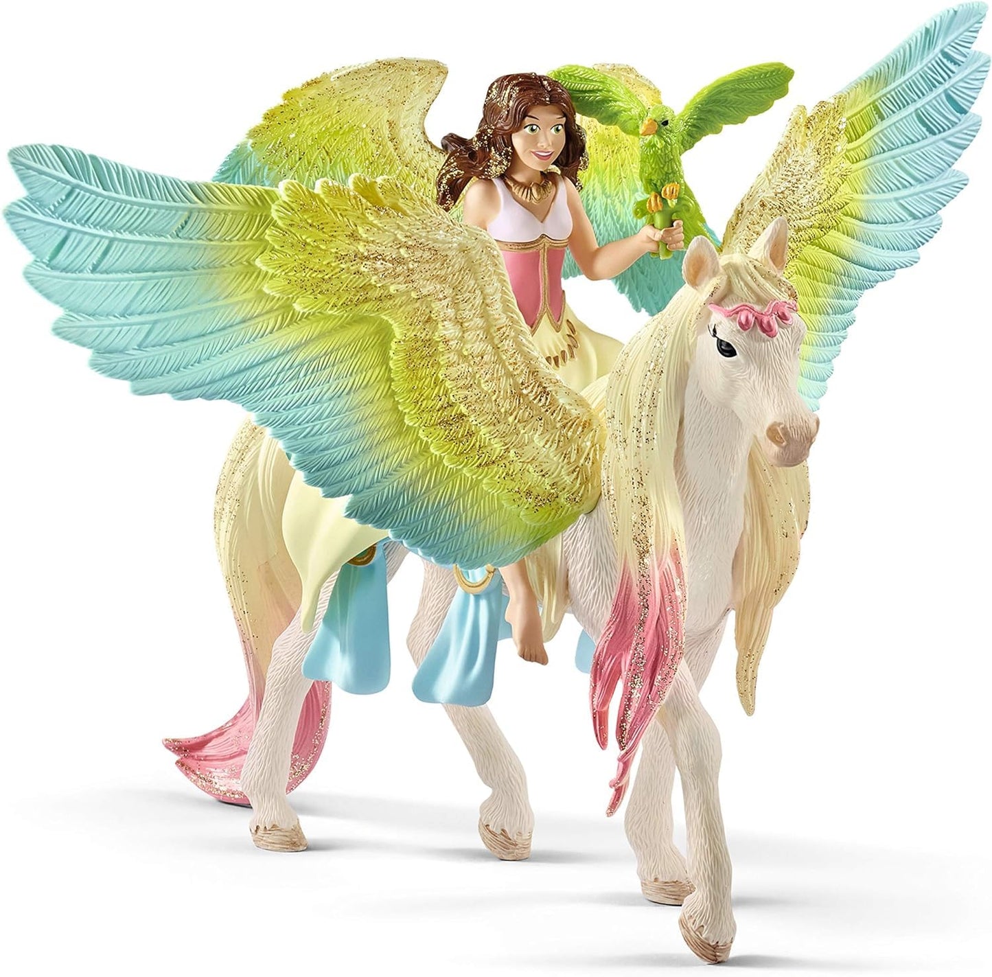 Schleich Bayala - 3 PC Surah and Pegasus Fairy Toy Set - Poseable Fairy Figurine, Unicorn Figure with Magnetic Saddle - Fantasy Playsets for Girls and Boys - Imaginative Play for Kids Ages 5+ | 70566