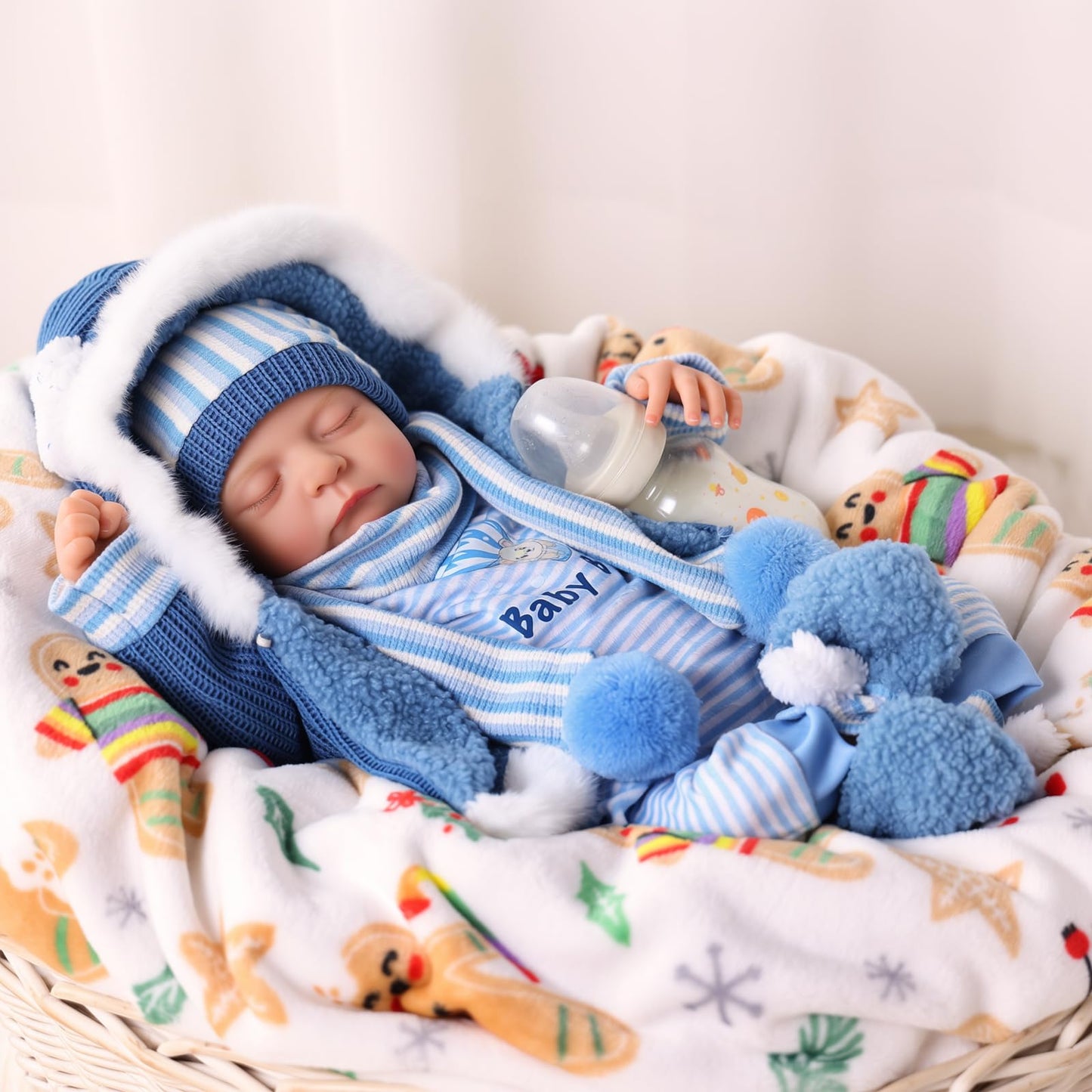 BABESIDE Lifelike Reborn Baby Dolls Boy, 20 Inch Realistic Real Life Baby Poseable Newborn Doll Boy Soft Vinyl and Cloth Body Baby Dolls with Clothes and Toy Gift for Kids Age 3+