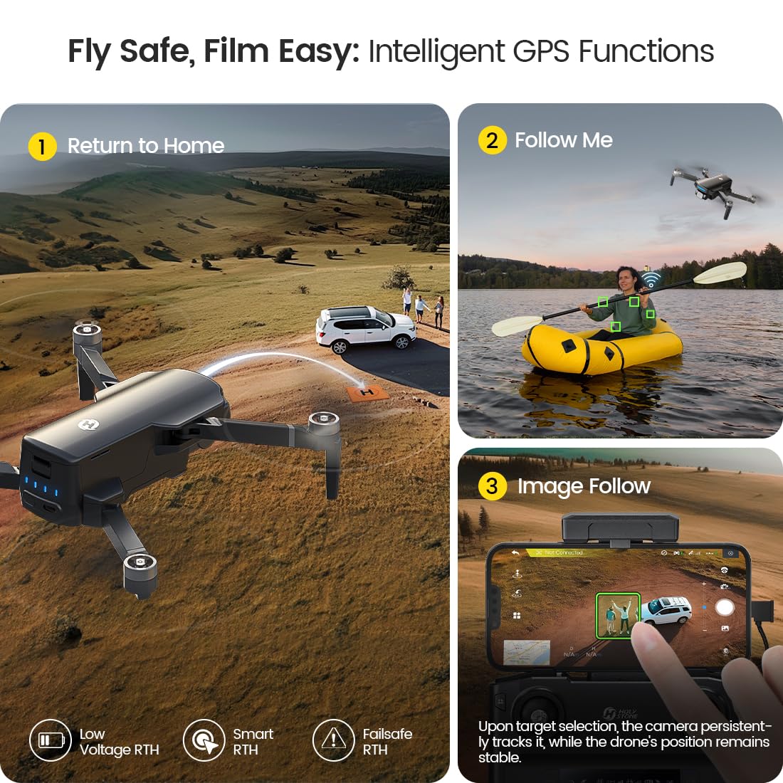 Holy Stone GPS Drone with 4K UHD Camera for Adults Beginner HS360S 249g Foldable FPV RC Quadcopter with 10000 Feet Control Range,2 Batteries 40 Mins Brushless Motor, Follow Me, Smart Return Home