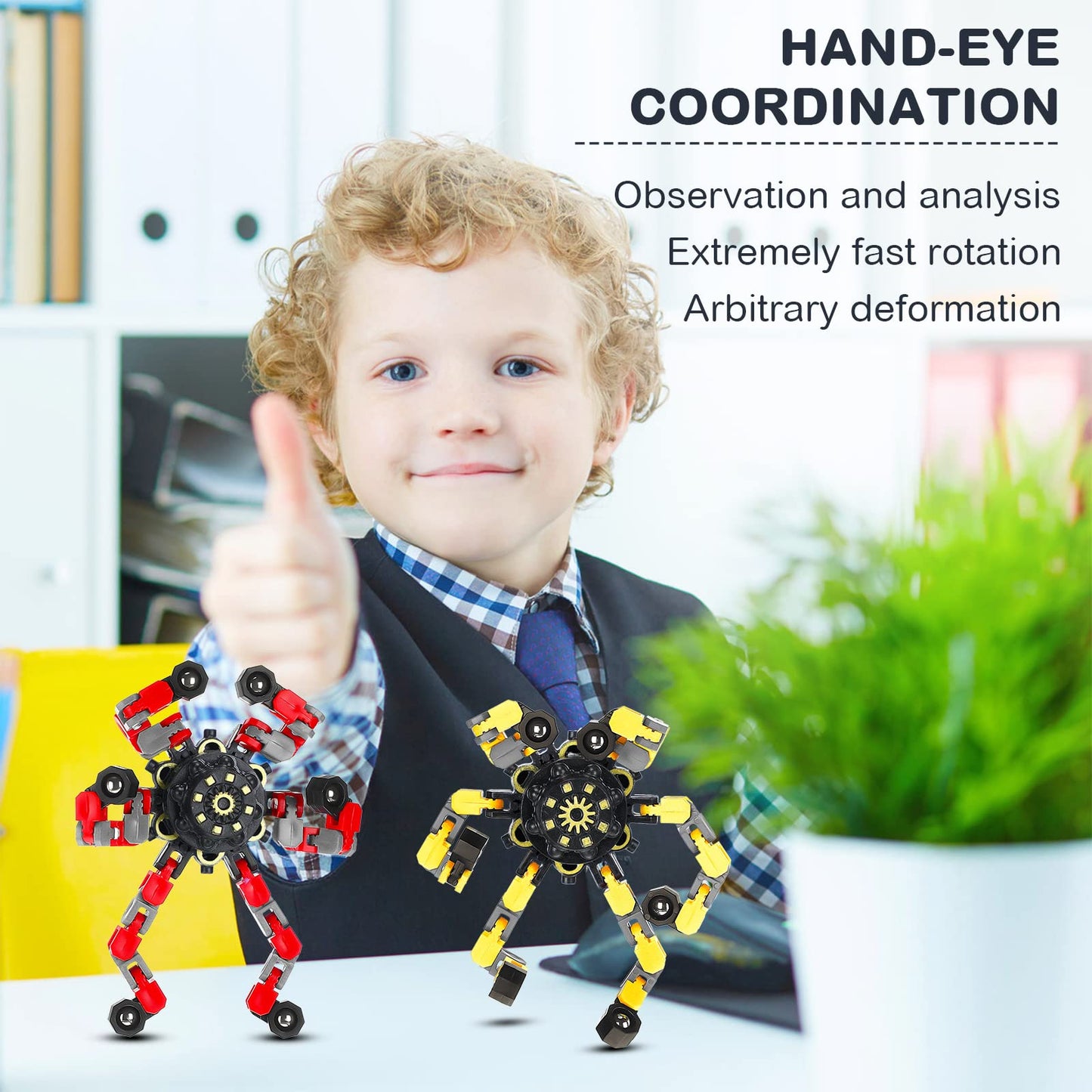 Charniol 20 Pcs Transformable Fidget Spinner Toys Funny Sensory Chain Robot Fidget Spinner DIY Deformed Mechanical Spiral Stress Relief Gifts for Kids Boys Adults Halloween Christmas Stuffers