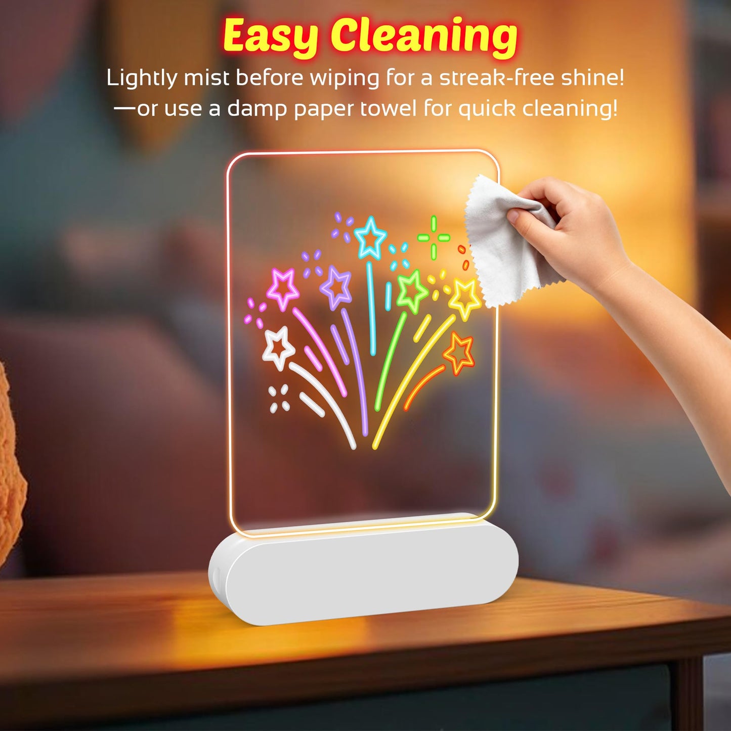 MOKOQI Rechargeable LED Drawing Board | Cordless LED Note Message Board for Kids，DIY Kids Own Night Light | Dry Erase Writing Board | Easter Birthday Gifts for Girls Boys 6-8