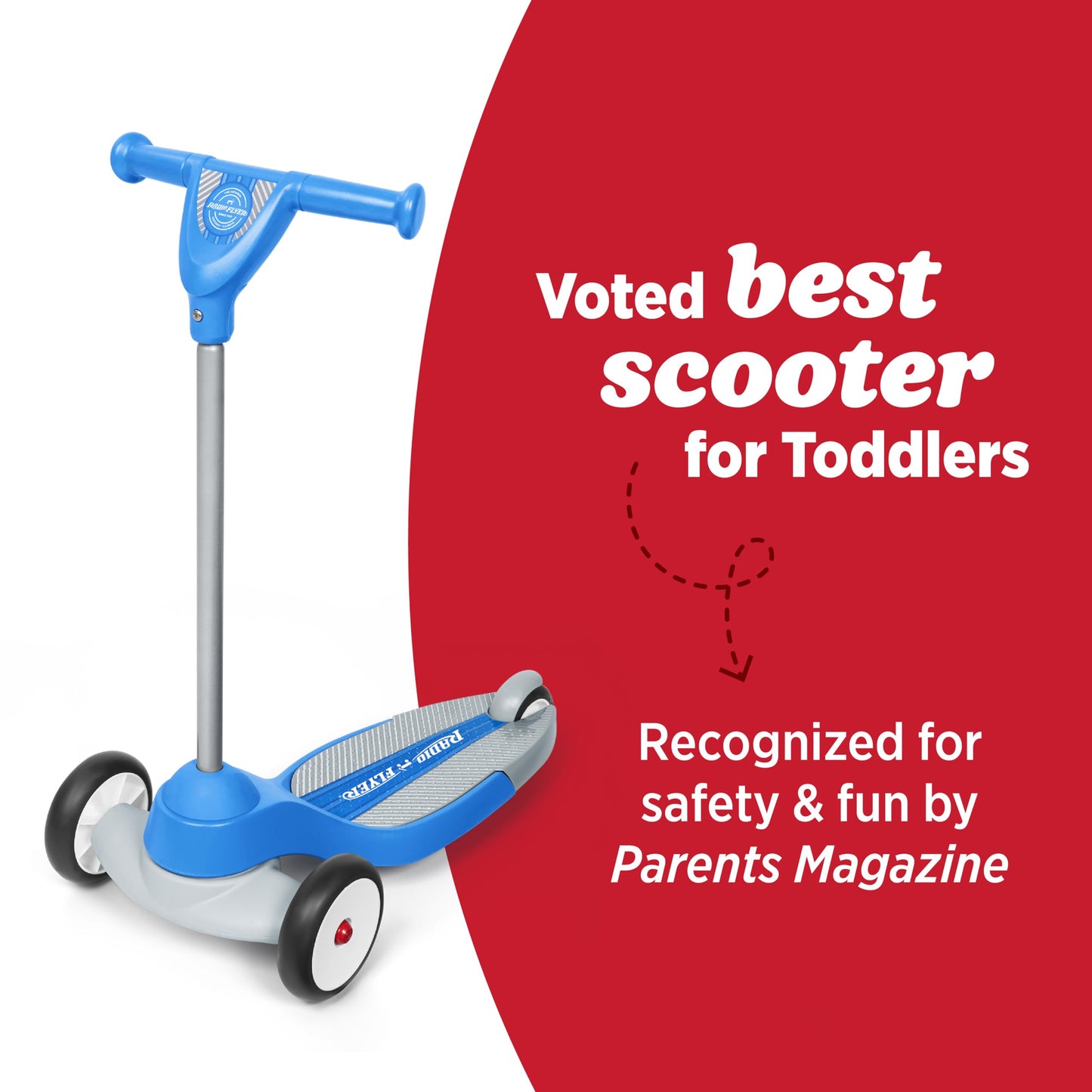 Radio Flyer My 1st Scooter, Blue, for Kids 2-5 Years Old, Extra Wide Base for Balance, 2 Front Wheels for Added Stability, Easy to Use Foot Brake, 3 Wheel Scooter for Kids (Amazon Exclusive)