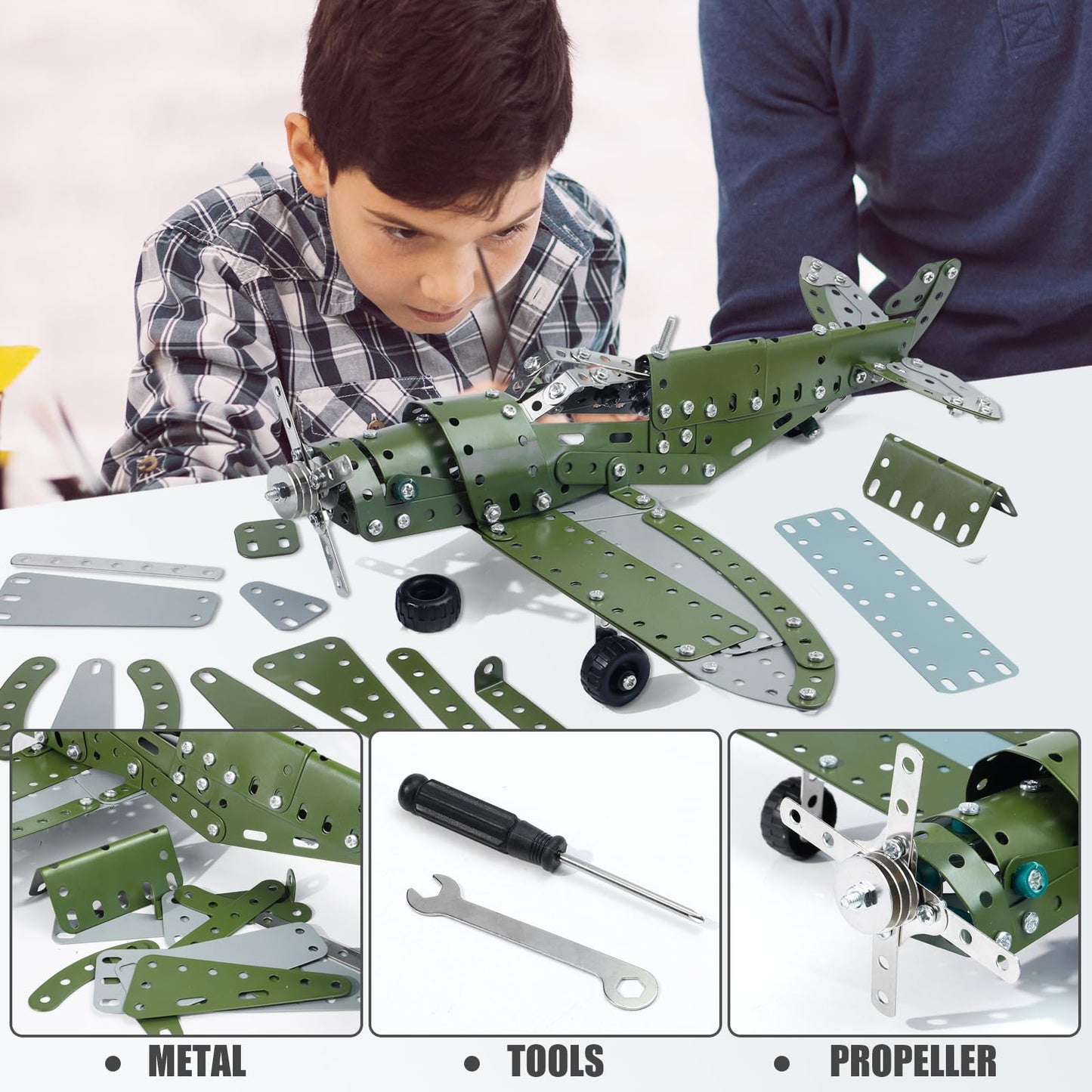 Geangvn Metal Model Airplane Building Toys for Ages 8-13 14 and Up, 285pcs Plane Stem Toys for Boys Age 8-12, Assembly Jet Kits for Kids 8-10, Birthday for 9 10 11 Year Old Boys Adults