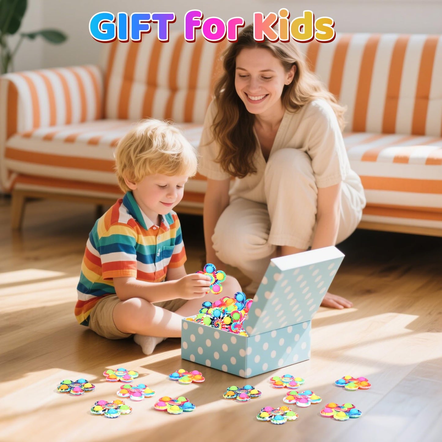 WELLVO 24 Pack Party Favors Pop Fidget Spinners Toys for Kids 4-8 8-12, Mini Sensory Fidget Bulk Toys for Classroom Prizes, Goodie Bags Stocking Stuffers, Birthday Party Gifts