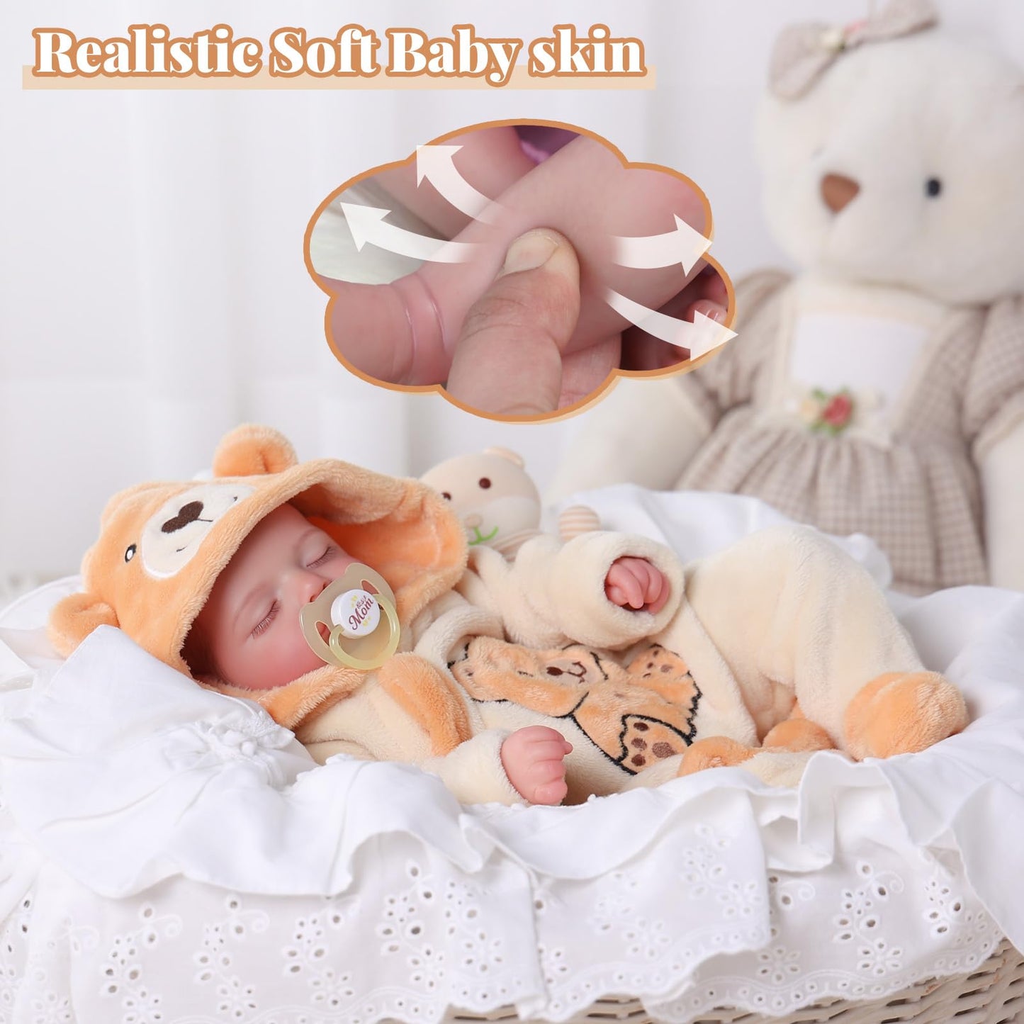 BABESIDE Lifelike Reborn Baby Dolls - Sleeping Realistic Newborn Soft Body Real Life Girl Dolls with Accessories Gifts for Kids Age 3 + & Collection, 20 inches