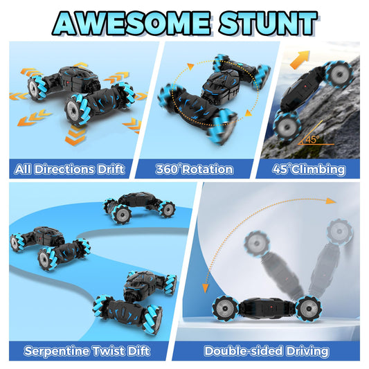 Nitigo Gesture RC Car Hand Controlled Rc Car Toys for Boys Girls 6-12, 2.4GHz 360° Rotation 4WD Gesture Sensing Rc Stunt Car with Light & Music & Spray, Birthday Gifts for Kids