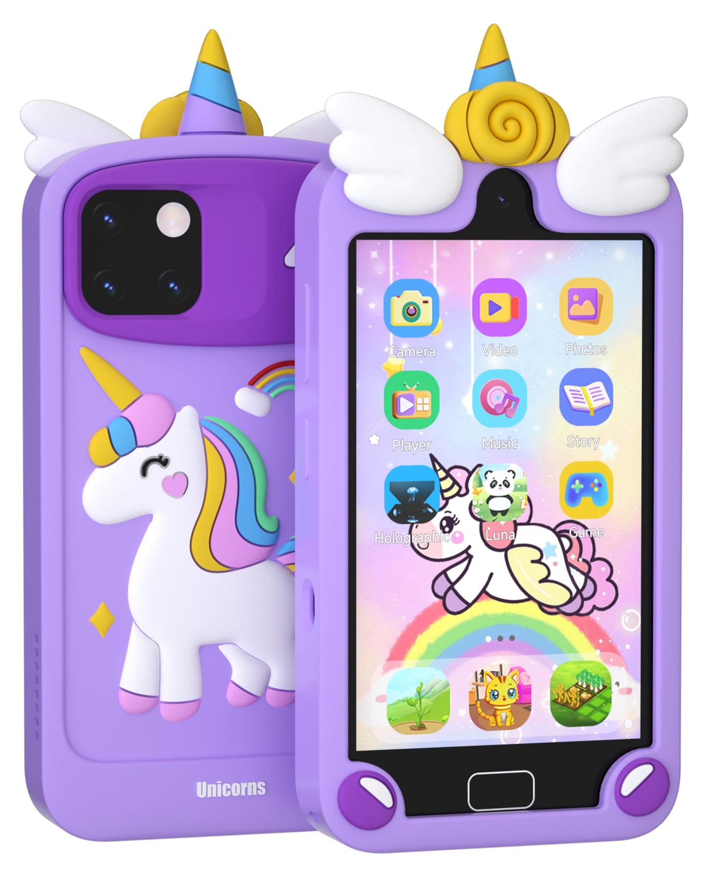Kids Smart Phone with 32GB Card, 4.0" HD Touchscreen Toy Phone for Girls & Boys Age 3-12, Toddler Learning Play Cell Phone with Dual Camera, 28 Games, MP3 Player, 3D Hologram, Christmas Birthday Gift
