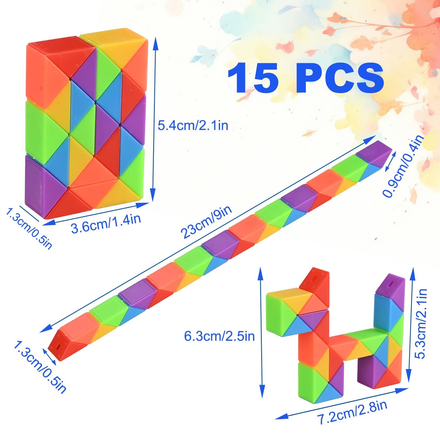 GOLDGE 24 Pack Mini Fidget Snake Cube Puzzle Toys - Party Favors & Goodie Bag Fillers for Kids & Teens - Rainbow Colors - Bulk Birthday & Back to School Gifts - Stocking Stuffers
