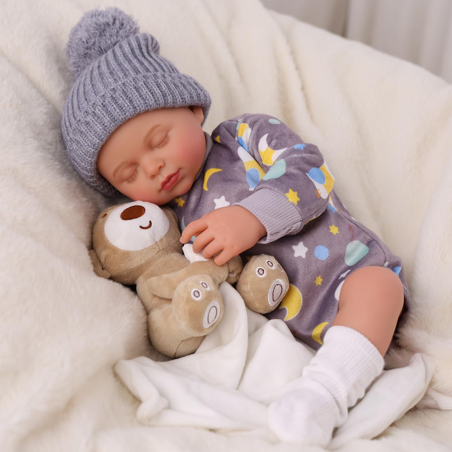 BABESIDE Reborn Baby Dolls - 20 Inch Cute Soft Vinyl Realistic Sleeping Baby Doll, Poseable Real Life Newborn Dolls with Complete Accessories for 3+ Years Old Gifts