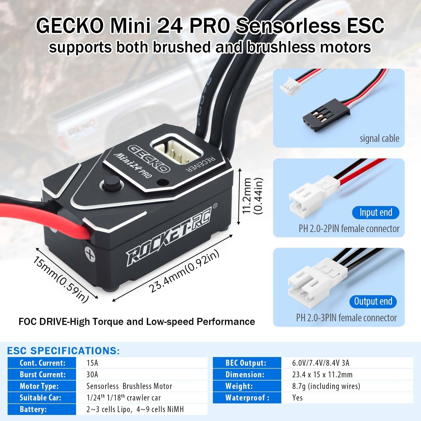 Surpass Hobby 1212 Pro 3500KV Outrunner Brushless Motor and 25A Waterproof Brushless ESC for 1/18 TRX4M Ascent-18 Upgrade