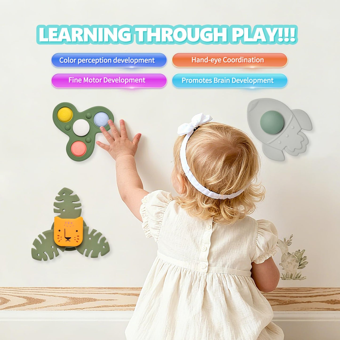 Silicone Suction Cup Spinner Toy for Babies&Toddlers – Food-Grade Safe & Fun Sensory Toy for Teething & Play – Perfect Baby Bath, High Chair & Travel Toy, Ideal Baby Gift for 1-3