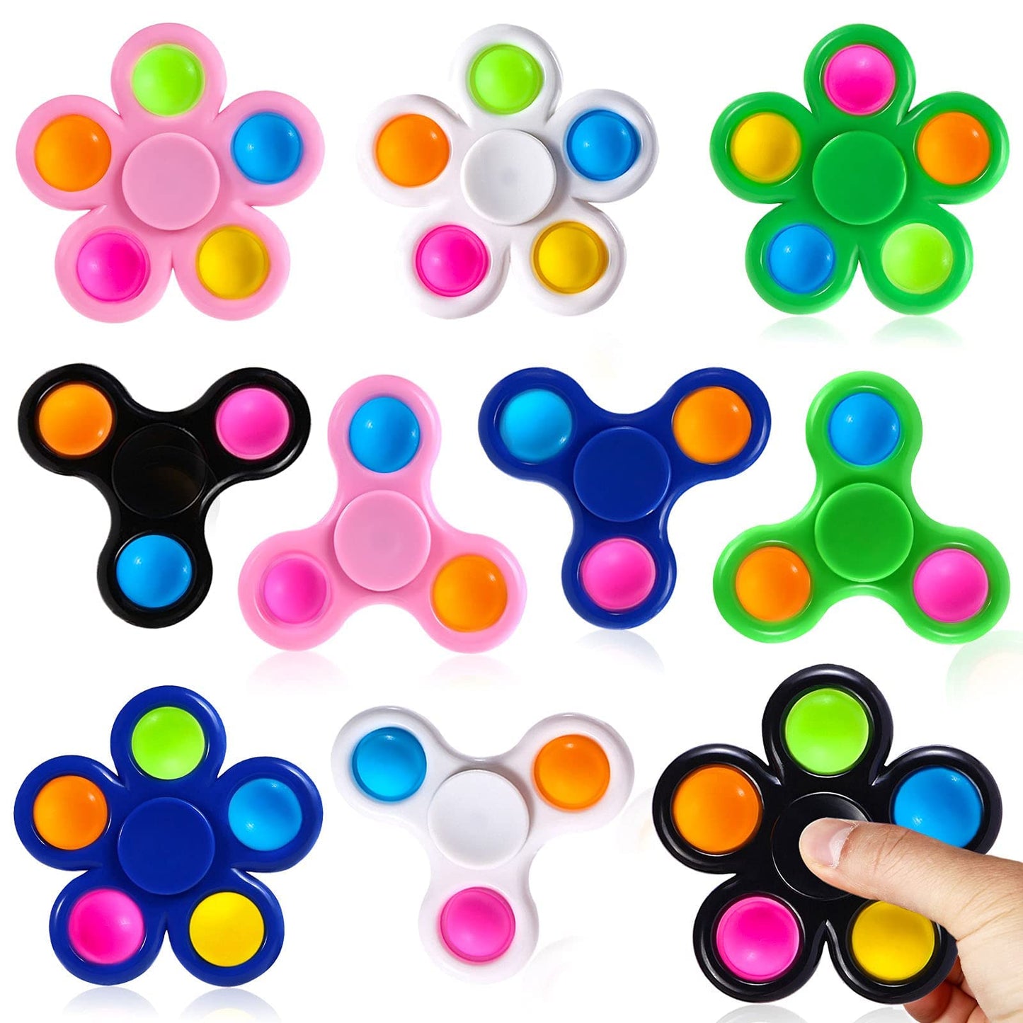 SCIONE 10 Pack Fidget Spinner,Sensory Fidget Toys for Kids Classroom Students Gifts School Prizes Stocking Stuffers, Birthday Party Favors Classroom Treasure Box Prize Boys Girls
