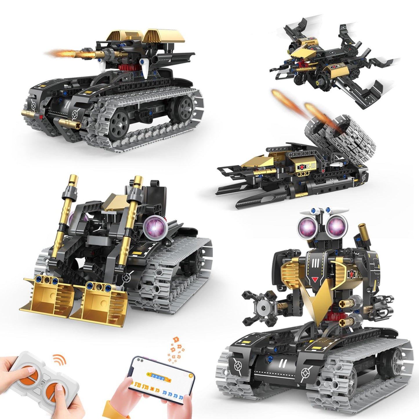 OUTOGO Robot Building Kit with Remote Control, STEM Gifts for Kids Age 8-12, Science Robot Kit Coding Robotics Technic Toy for Boys Girls Birthday Gifts, 5-in-1 Models with 323 Pieces
