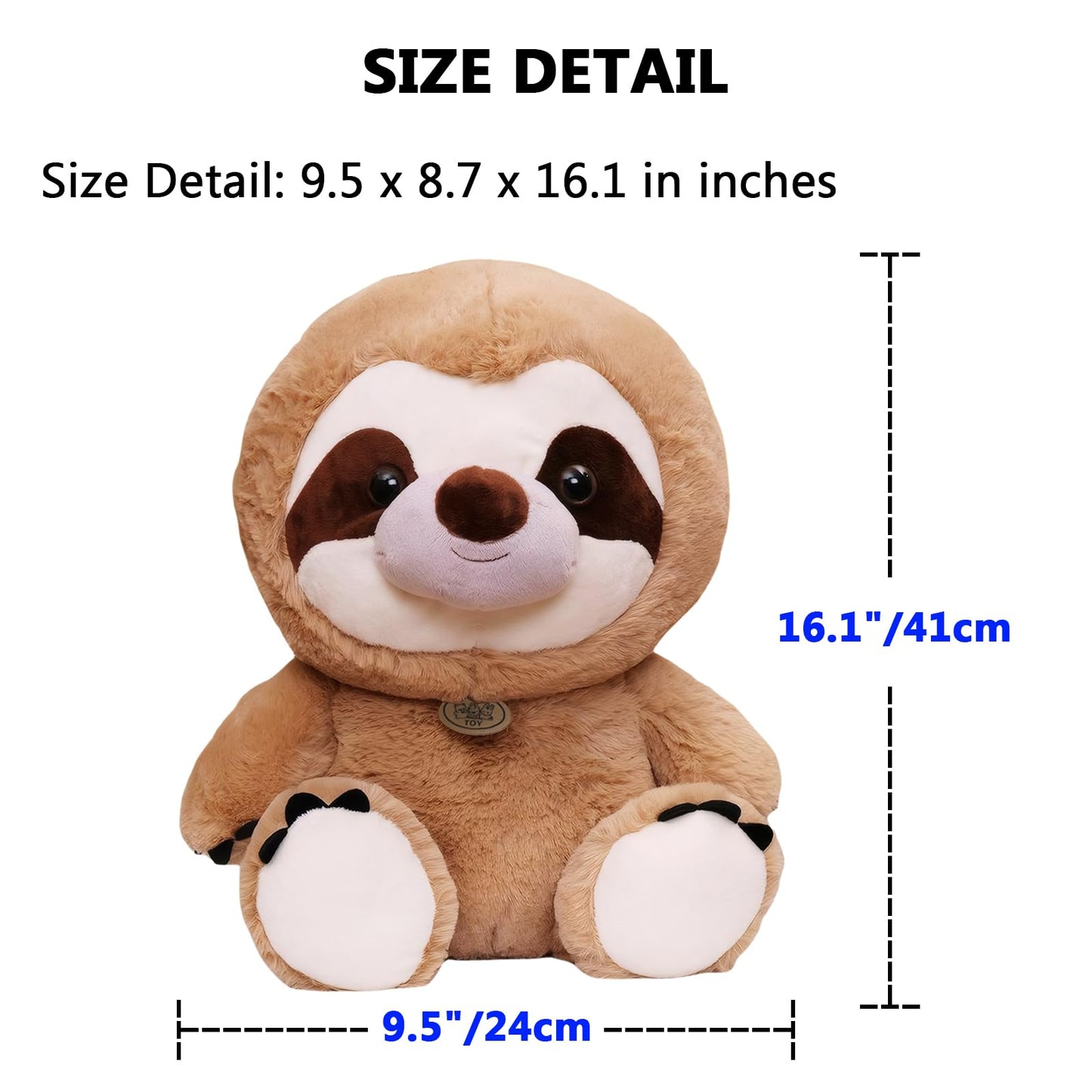 VSFNDB Sloth Stuffed Animal Sloth Plush Toy Large Cute Soft Cuddly Plushies Toys Fluffy Plushy Plushie Dolls Huggable Pillow Cushion Birthday Gifts for Girls Boys Kids Teens Adults Decors, 16.1Inches