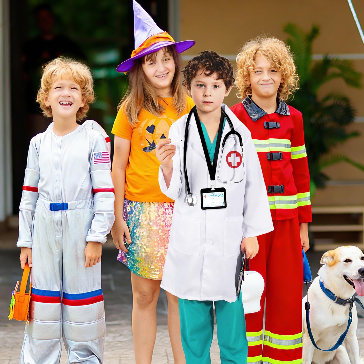 Wuclad 12 PCS Doctor Costume for Kids,Scrubs with White Lab Coat/Nurse Costume for Kids Set,Career Day Costume for Boys Girls (Green, 4-5 Years)
