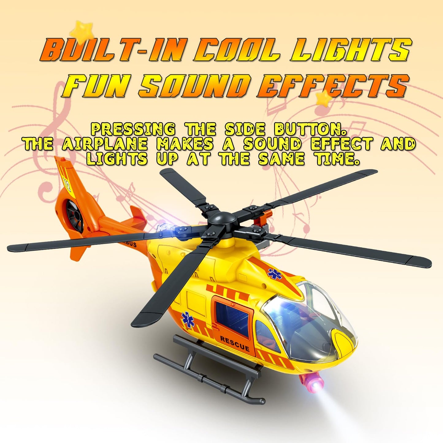 RANHANGQI 15" Rescue Helicopter Toy Light and Sound Rescue Vehicles Toys for Kids Aged 3 Toddler Kids Boys Gifts (Rescue Helicopter)