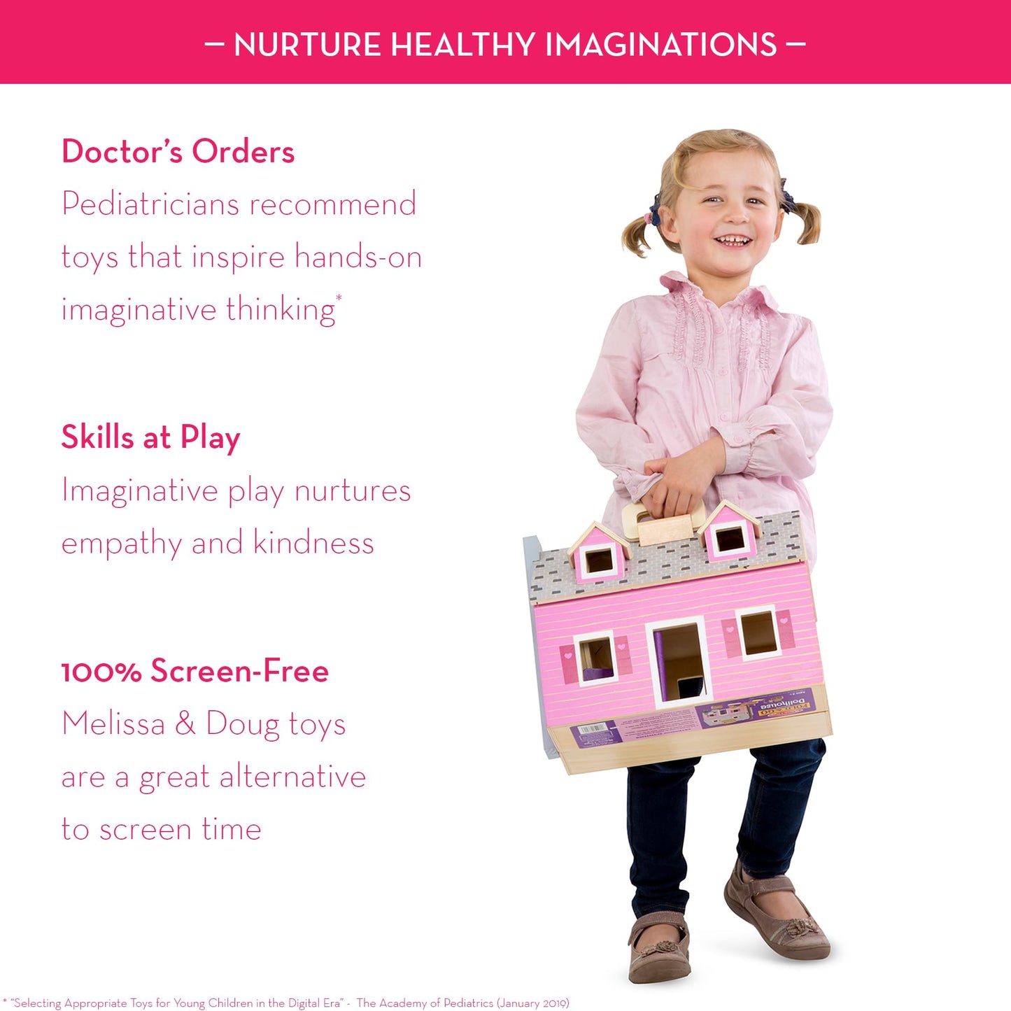 Melissa & Doug Fold & Go Wooden Dollhouse with 2 Dolls and 11 Pieces of Furniture - Portable Mini Doll House with Accessories and Toy Figures, Ages 3+
