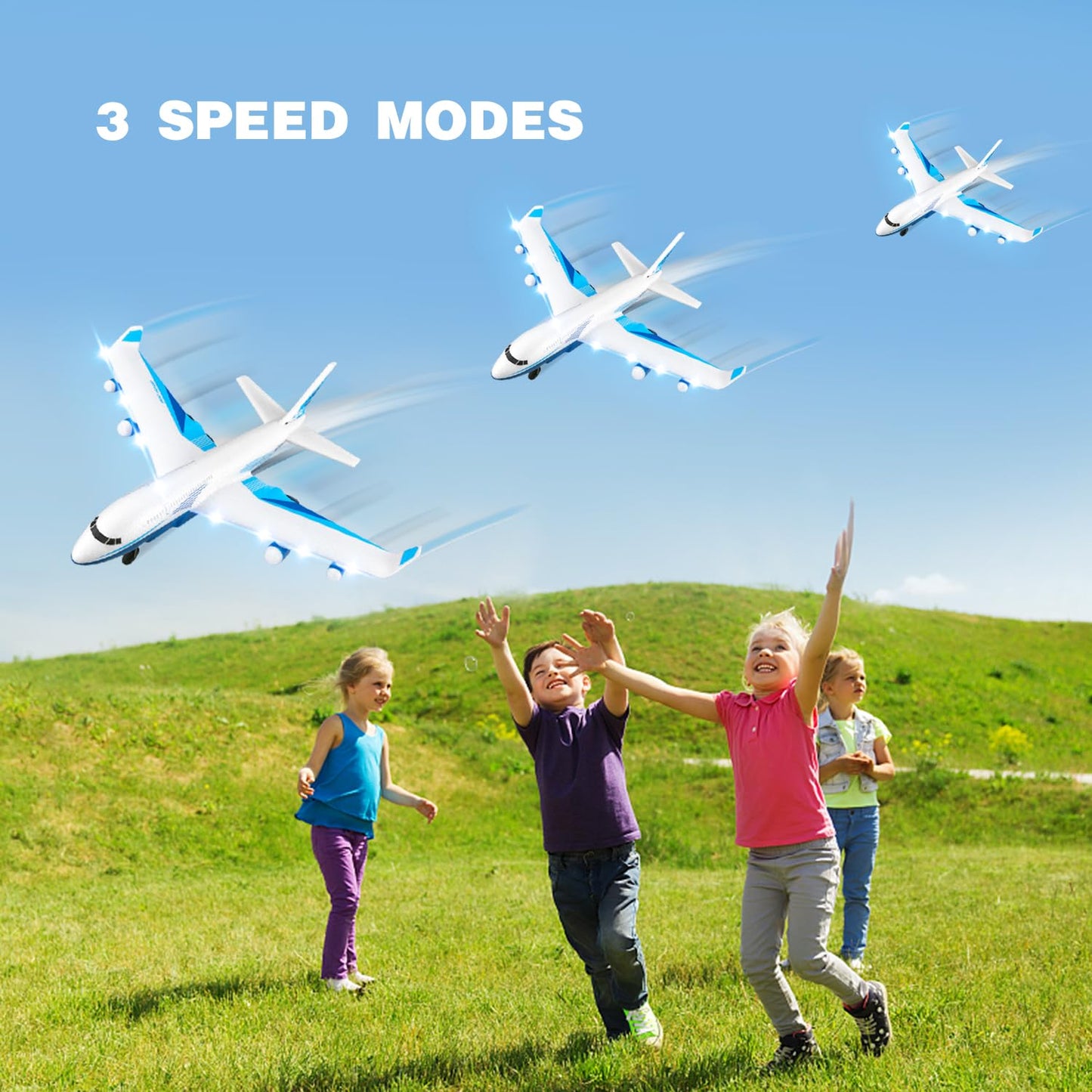 4DRC G2 Foam Remote Control Airplanes RC Planes for Kids Adults, RC Airplane Fighter Jet with 3 Battery for Beginners Adult Light, Airplane Toy Gifts for Kids Boys （3 Battery）