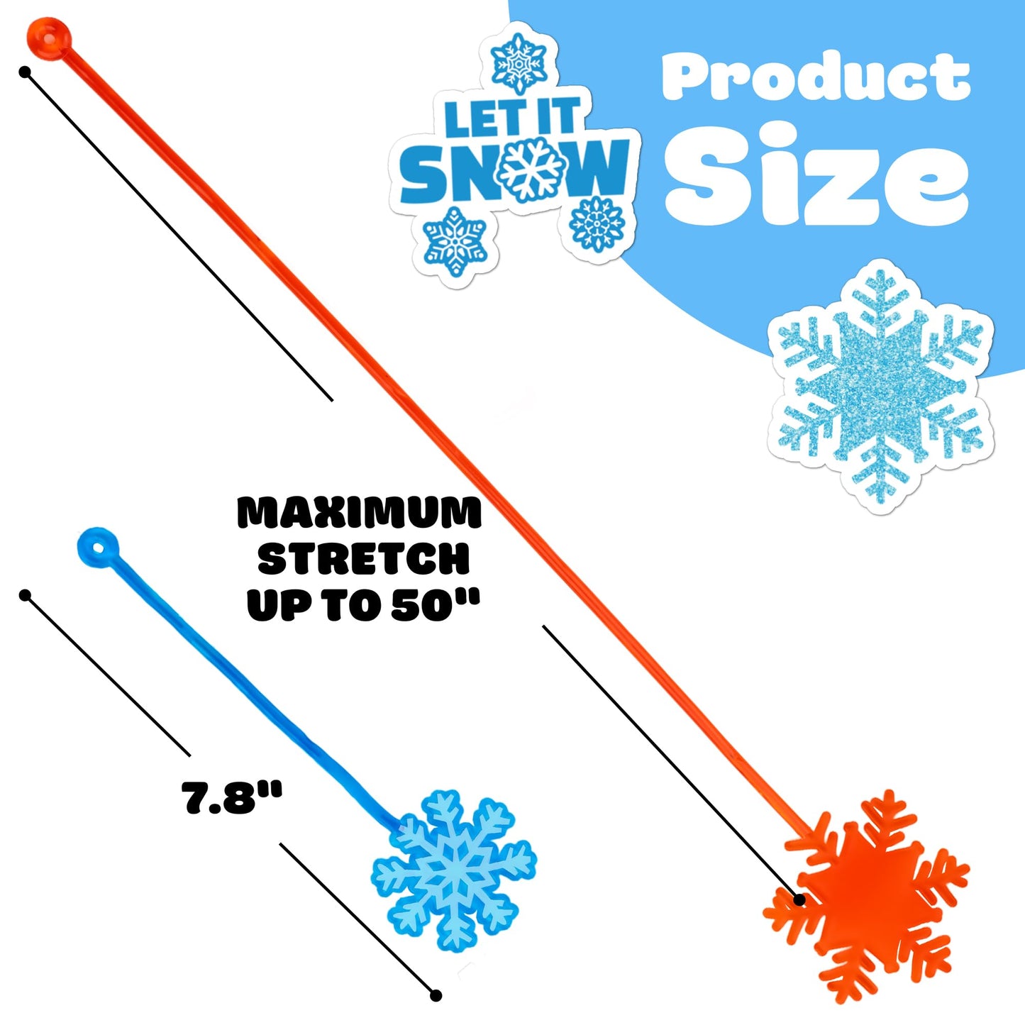 48PCS Snowflake Party Favors - 24PCS Temporary Tattoos & 24PCS Stick Hands Party Favors - Perfect Birthday Favors, Goodie Bag Stuffers, Treasure Box Toys, Classroom Prizes, and Student Gifts