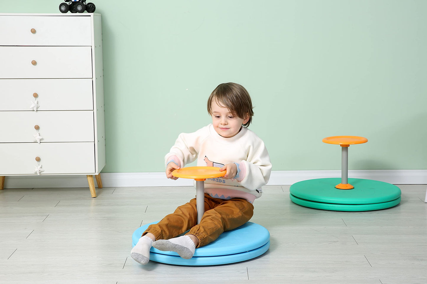 Spinner-X Seated Spinner Sensory Toy, Sit Spinner Sit and Spin Bigger Size and Durable Material for Kids- Ages 3 and up (Blue) by BARNEY KAITE BS…