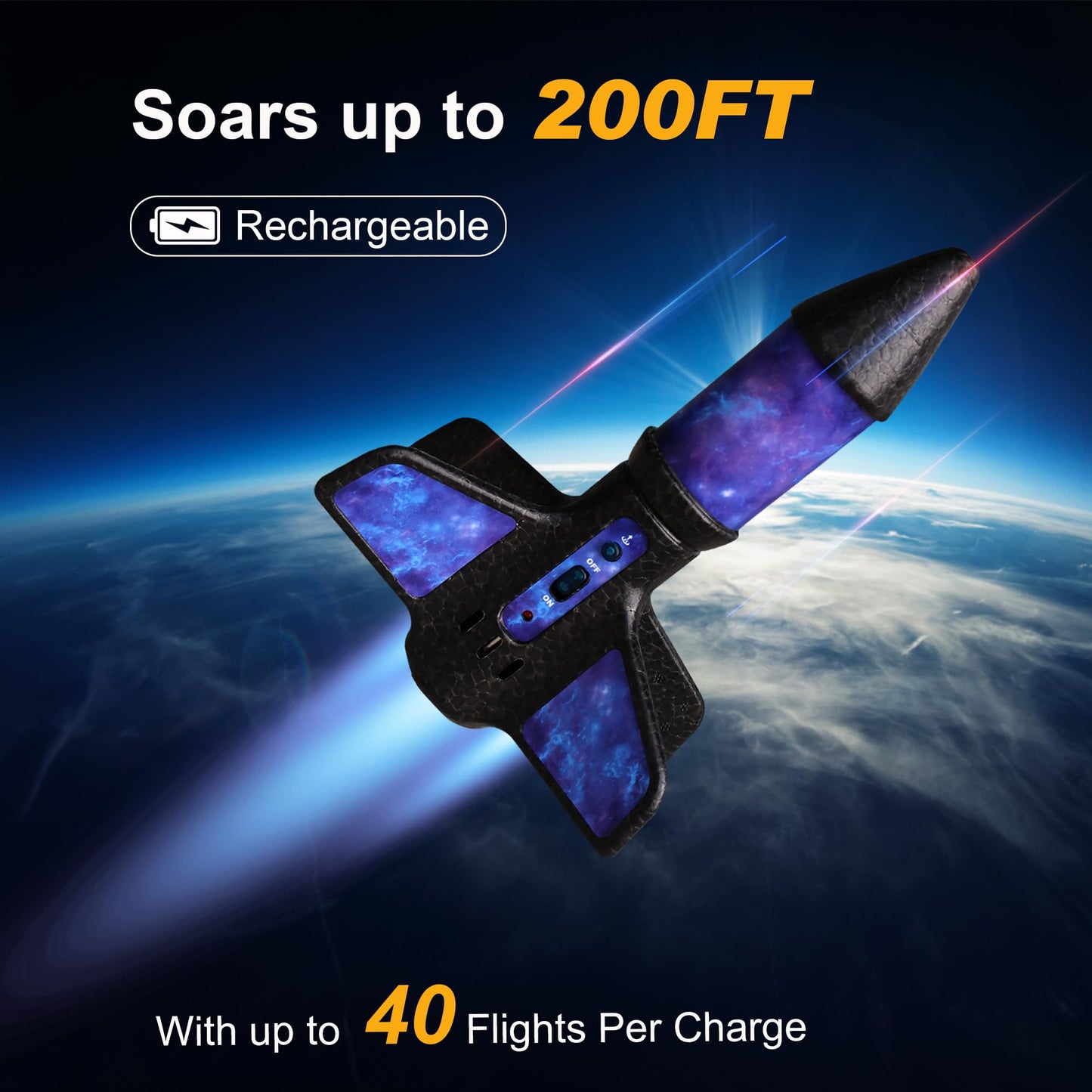 FUNBOOST Rocket Launcher for Kids, Electric Flying Model Rocket with Parachute, Air Rocket Toy Launch up to 200 ft, Outdoor Space Rocket Toys for Boys & Girls, Ages 8-12