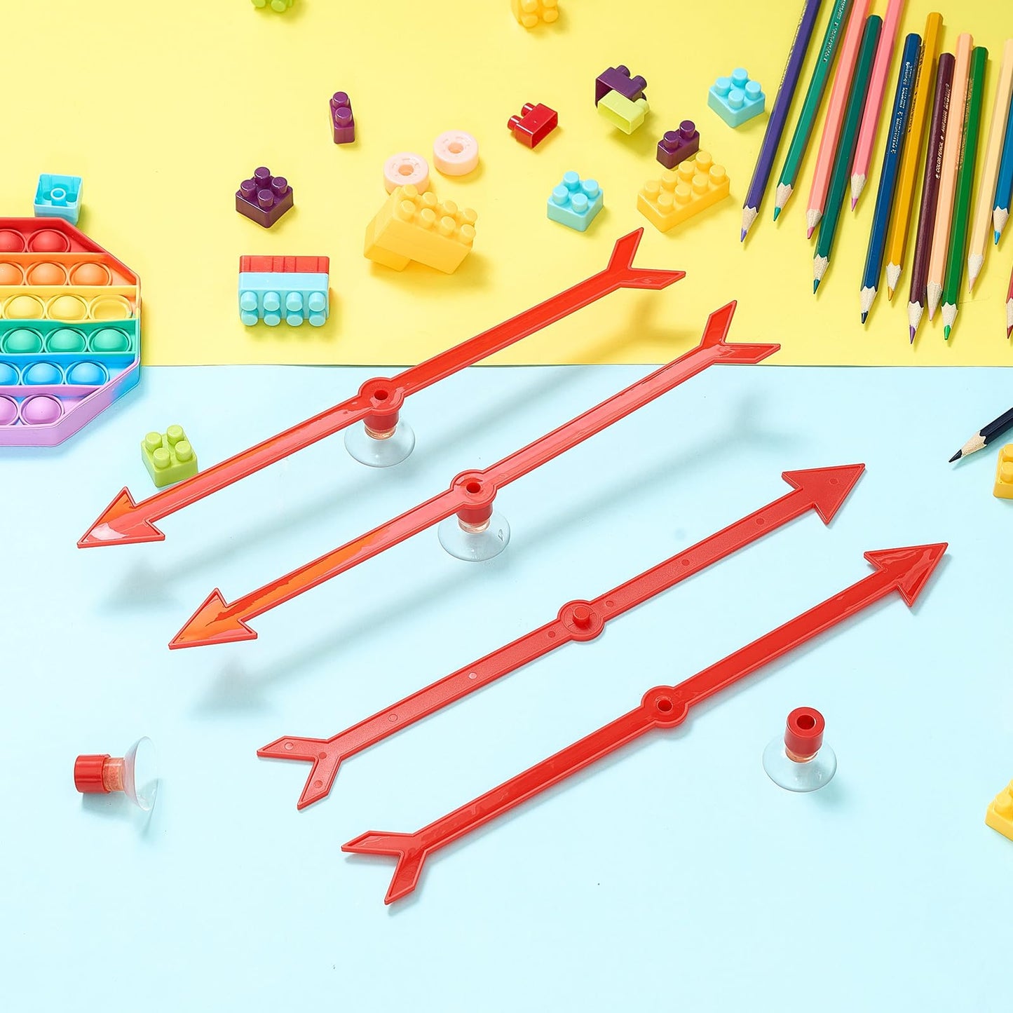Halloscume 4 Pcs Large Arrow Spinner, 11.8 In/30 cm Red Large Arrow with Suction Cup, Spinners Game for Classroom Activities, Math Games Teacher Supplies, Teaching Tools for Party Board Games