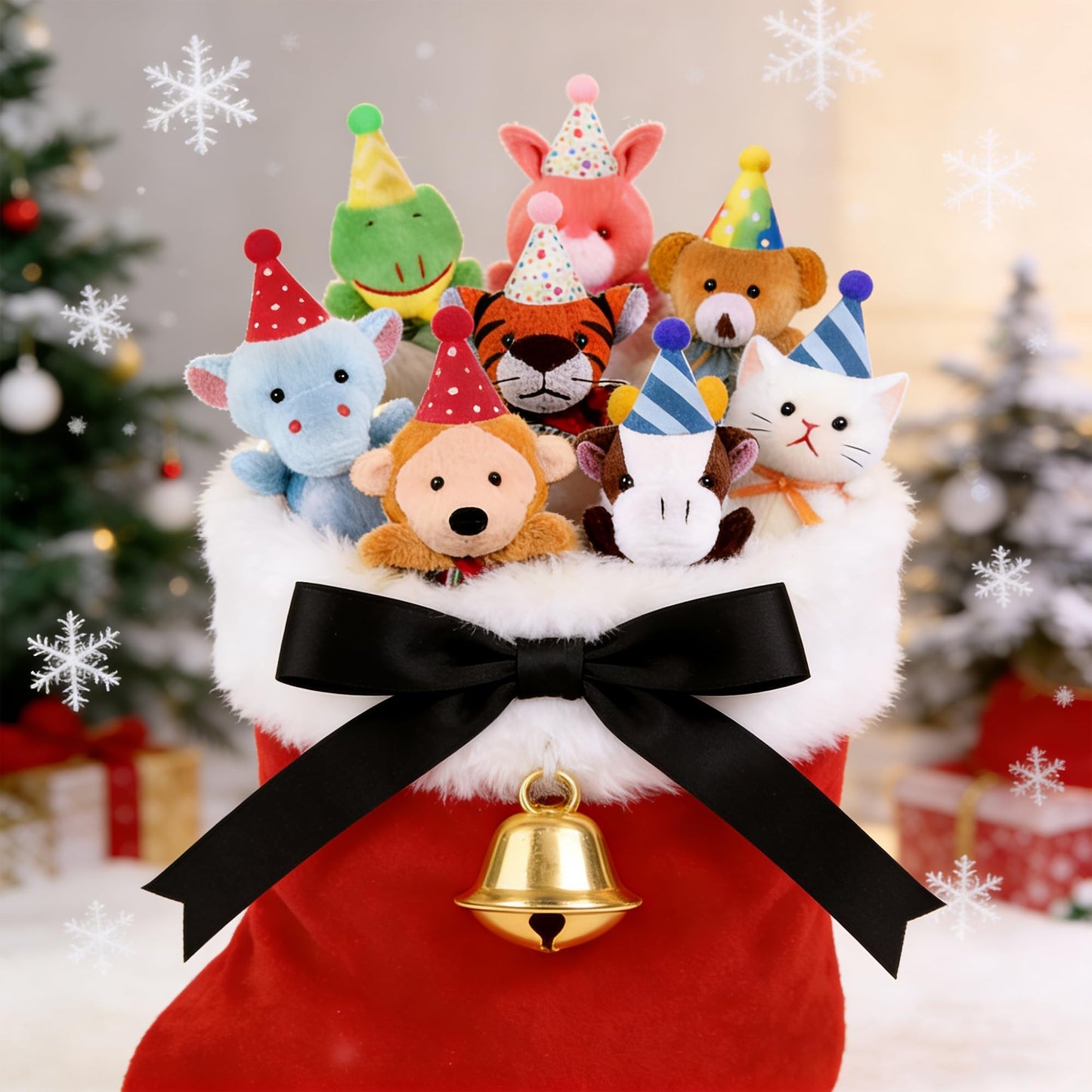 Birthday Animal Plush Keychains Bulks – Valentines Day Gifts for Kids, Small Stuffed Animals Toys with Gift Bags, School Classroom Party Favors for Students Goodie Bag Fillers Easter Egg Fillers
