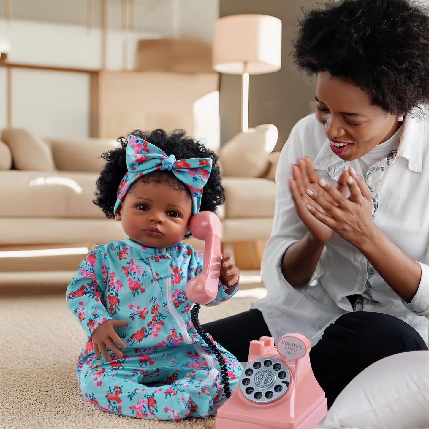 BABESIDE Lifelike Reborn Black Girl- 18-Inch Realistic Newborn Real Life Baby Dolls with Clothes and Toy Gift for Kids Age 3+
