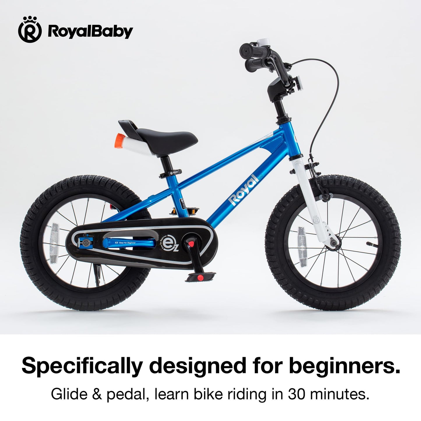 RoyalBaby EZ Toddlers Kids Bike, 12 Inch Wheel Bicycle with Quick Release Crank for Beginners Boys Girls Ages 3-4 Years Easy Learn Biking, Royal Blue