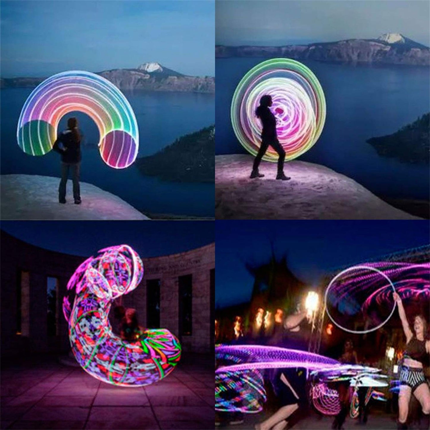 4Pack Led Hoops for Adults, 36in Fitness Equipment Weight Loss Auto Color Changing Strobe Glow Light Hooper Gift, 90cm Hooper Hoop(Two AA Batteries are Needed. Not Included)