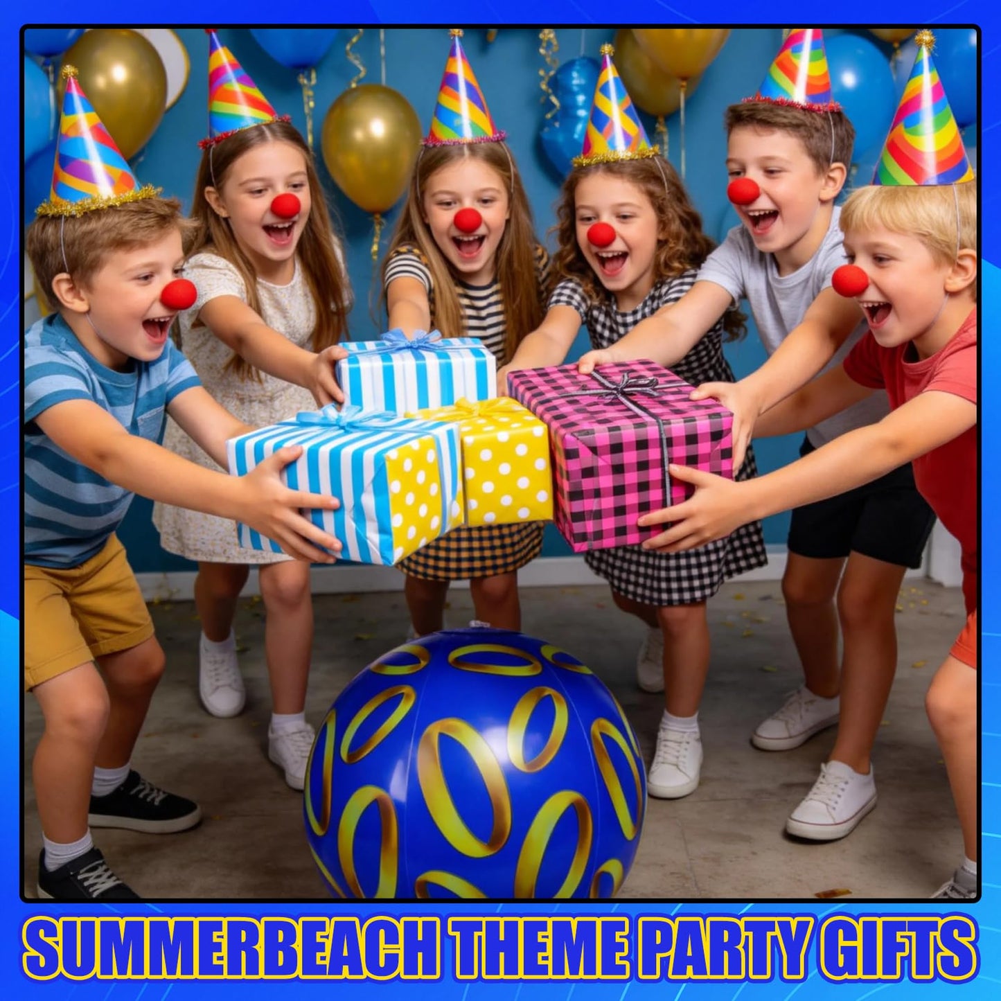 SCIONE 12 Pack 12 Inch Beach Balls, Blue Inflatable for Retro Pool Toys Party Decorations, Birthday Favors & End of Year Class Gifts